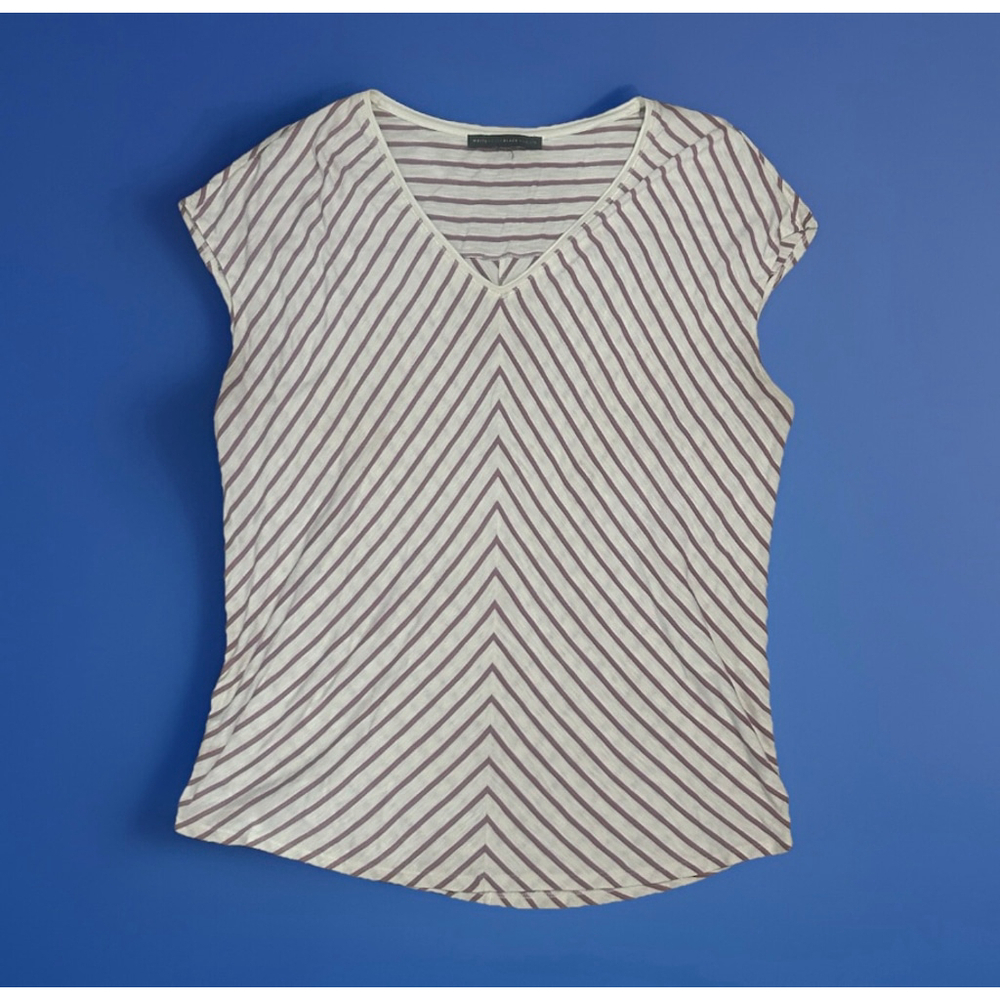 Women's White House Black Market Striped Top L, White/Purple